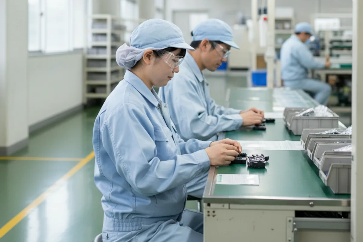 製造・軽作業派遣で工場の生産ラインに就業するスタッフ